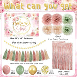 Dusty Pink and Sage Green Baby Shower Decorations Welcome Baby Girl