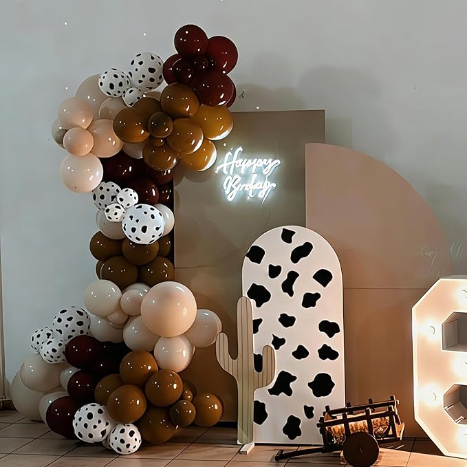 YMSZ Brown and Cow Print Balloons, 67pcs 12 Inch Cowboy Balloon,