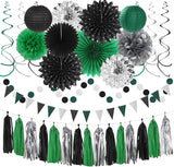 Black Green Silver Football Party Decorations 33pcs Banner Soccer