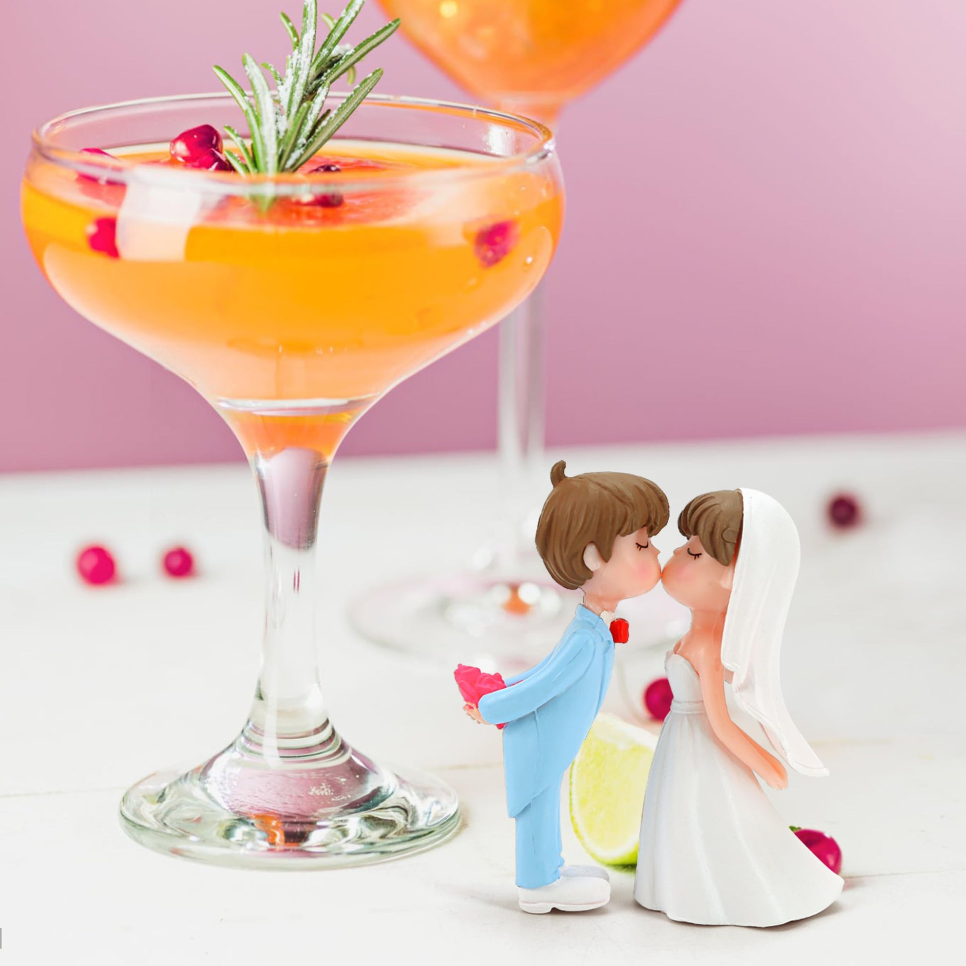 2.2" Wedding Cake Topper Bride Groom, Resin Couple Statue Decorative