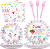 96Pcs Sweet One Ice Cream 1st Birthday Party Paper Plates and
