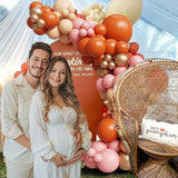 145PCS Fall Pink Balloon Arch Kit Boho Baby Shower Decorations for