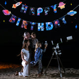 SUNBEAUTY Universe Outer Space Theme Birthday Banner Galaxy Happy