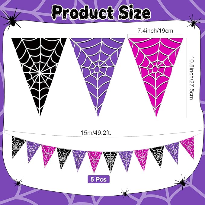 5 Pcs Wednesday Birthday Party Decorations Halloween Spider Web