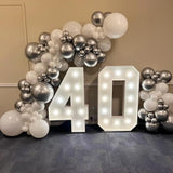 Silver and White Balloon Garland Kit, Metallic Silver White Balloon