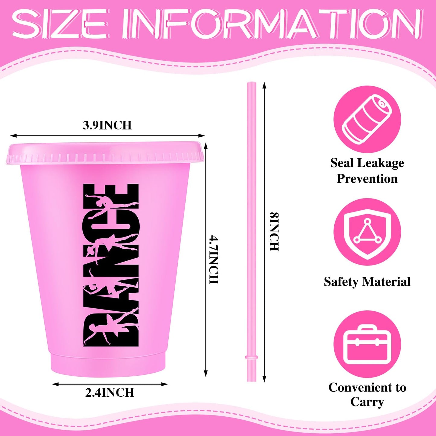 Domensi 20 Pcs Pink Plastic Dance Cups Bulk Dancer Graduation Gifts 16