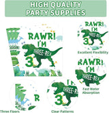 96 PCS Dinosaur 3rd Birthday Party Supplies 350 GSM 3 Rex Dinosaur