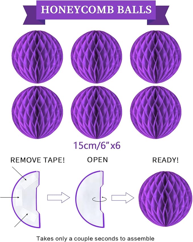 Retirement Party Decorations Kit for Women - 16-Piece Elegant Purple