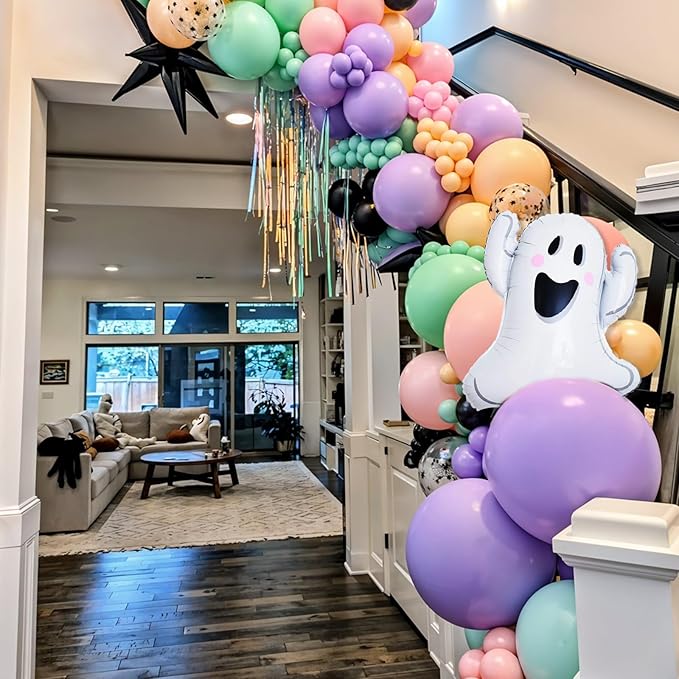 120 Pcs Halloween Balloon Arch Pink and Black Balloon Arch Kit