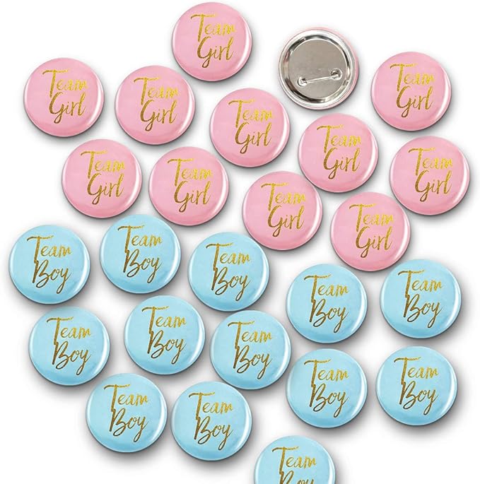 Gender Reveal Button Pins 50 Pcs Team Boy Girl Button Pins Pink blue
