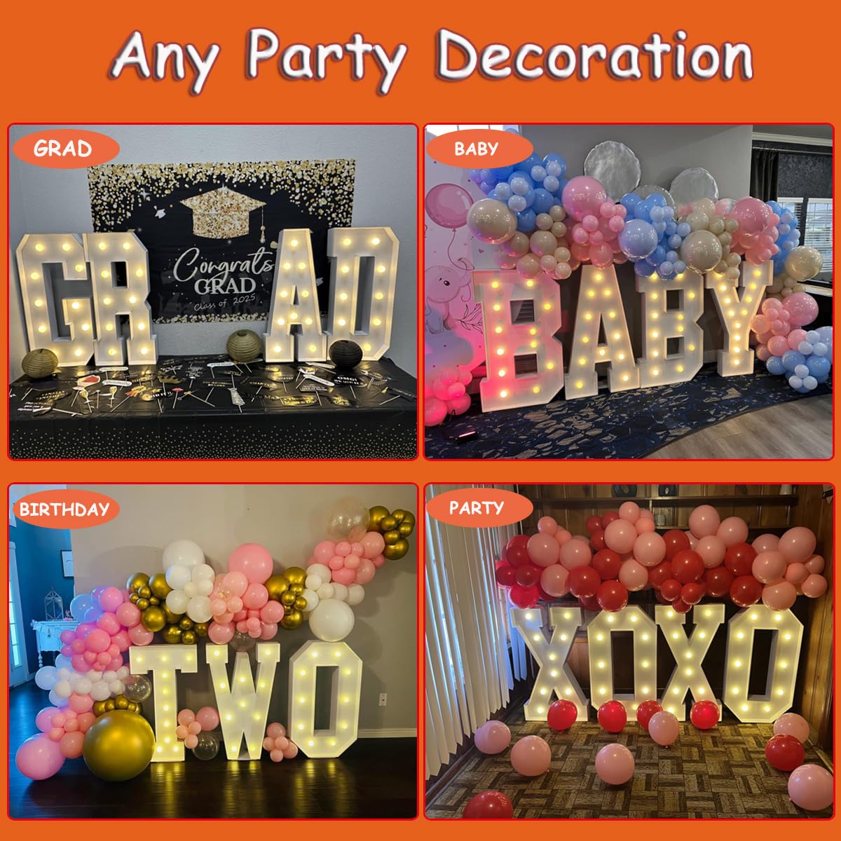 Merry Mosaics 3FT Marquee Light Up Letters, Large Marquee Letters