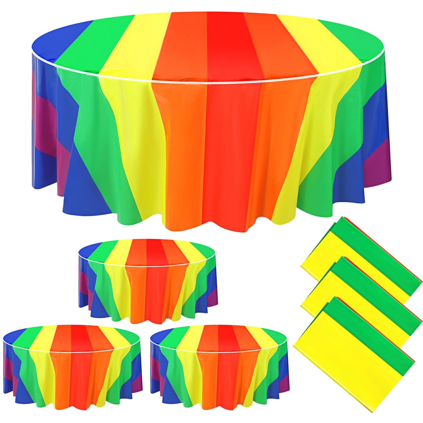 Tatuo 3 Pcs Rainbow Round Circus Table Cloth 84 Inch Carnival Circus