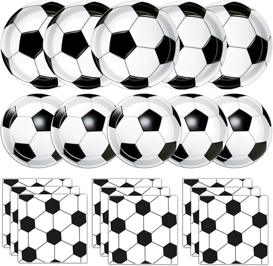 60 PCS Soccer Party Decorations Soccer Plates and Napkins Tableware