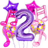 9Pcs Kpop Birthday Decorations - Kpop Music Balloons Hot Pink Mus 2