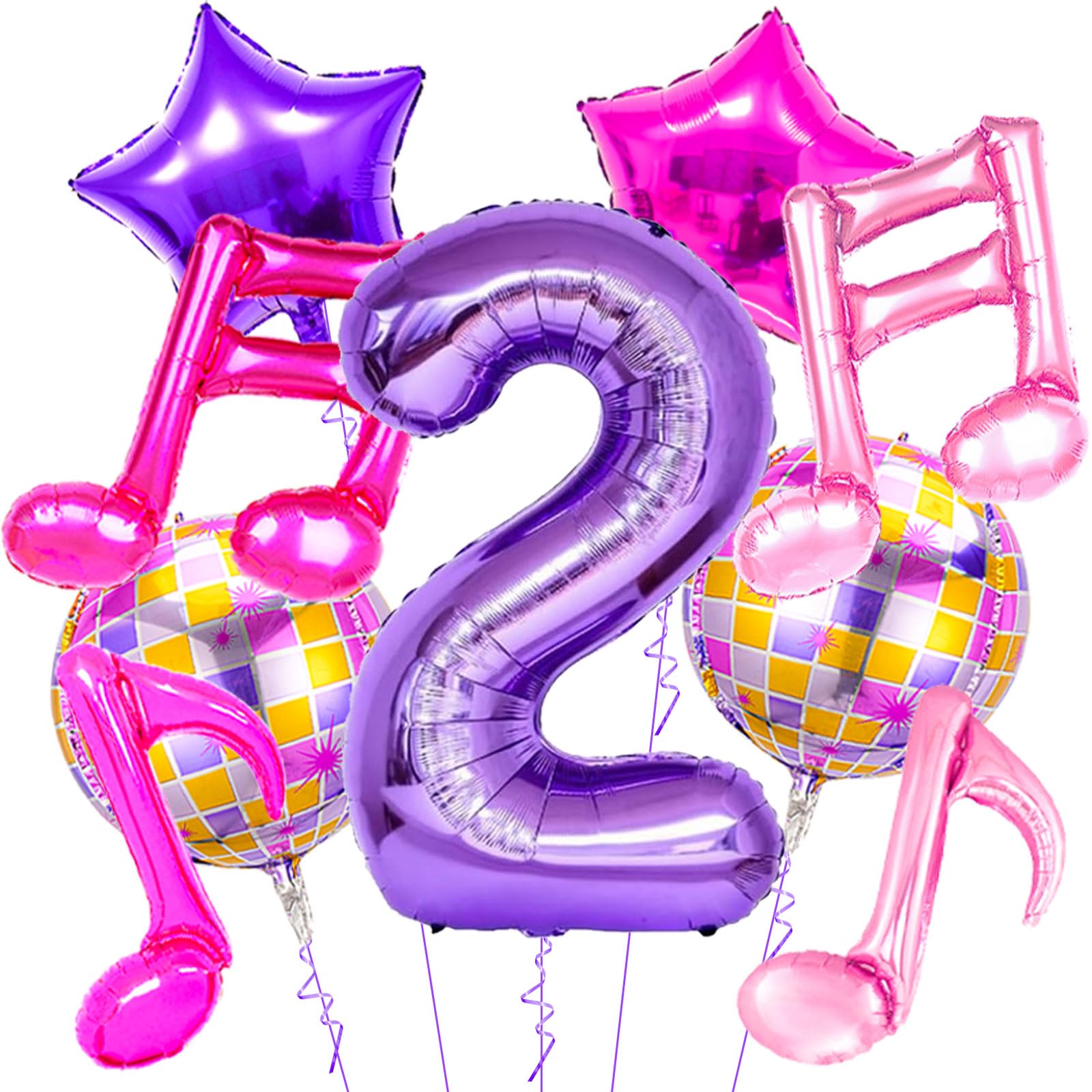 9Pcs Kpop Birthday Decorations - Kpop Music Balloons Hot Pink Mus 2