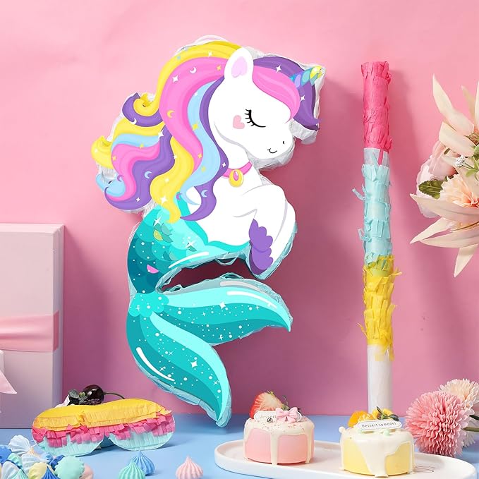 Small Unicorn Piñata with Piñata Stick Blindfold and Confetti