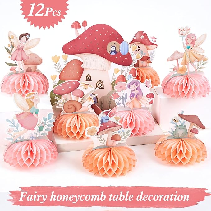 12 PCS Fairy First Birthday Decoration Fairy Centerpieces for Tables