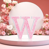 Qunclay Pink Crystal Diamond Letter Wall Decor, Glitter Wooden Bling
