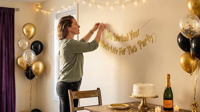 Pre-Strung You Worked Your Whole Life For This Party Gold Glitter