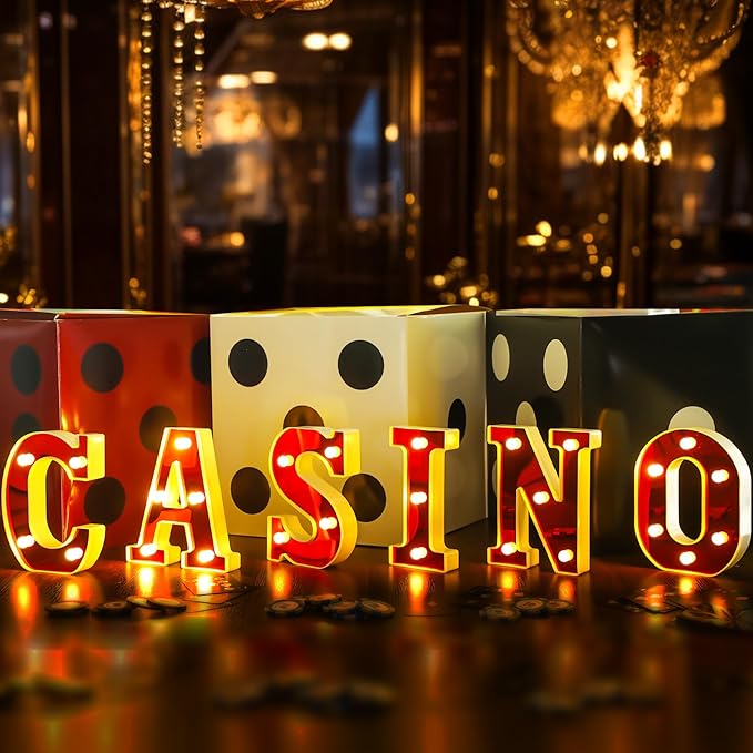 Casino Party Decorations 6.3 Movie Night Letters Sign Decor Battery