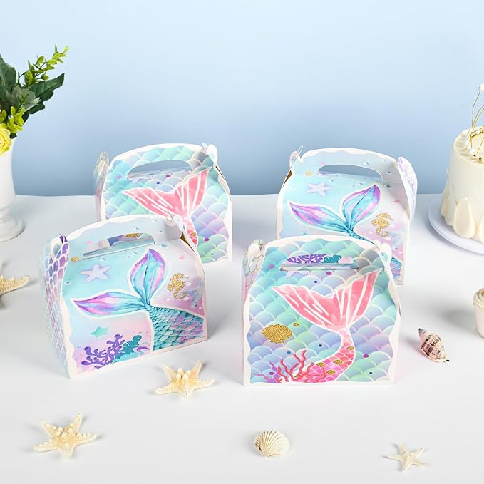 36 Pack Cute Mermaid Party Favor Treat Boxes Small Ocean Gable Boxes