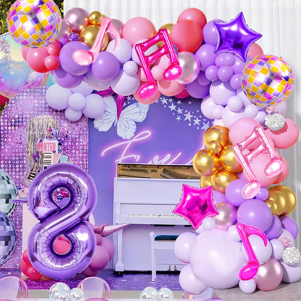 9Pcs Kpop Birthday Decorations - Kpop Music Balloons Hot Pink Mus 8