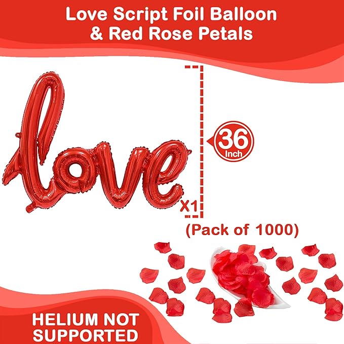 Valentines Day Decorations Set I Love You Balloons and Red Heart