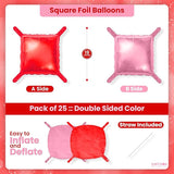 KatchOn, Red and Pink Square Foil Balloons - 19 Inches, Pack of 25 |