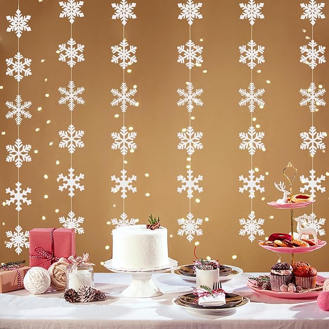 Snowflake Snow White-Silver Christmas Party-Decorations Garland -