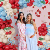 CROSSFINGERS Cherry Red and Blue Balloon Garland Arch Kit,150pcs Bow