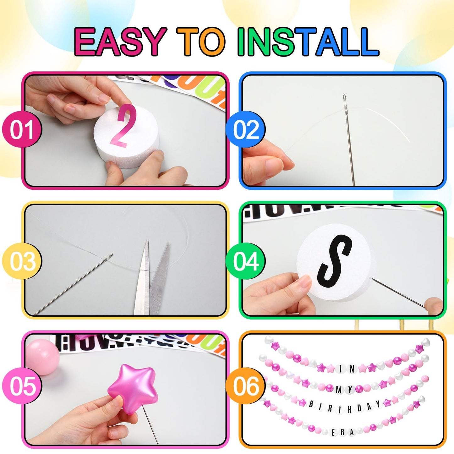 DIY Giant Friendship Bracelet Birthday Garland Kit with Letters Ball