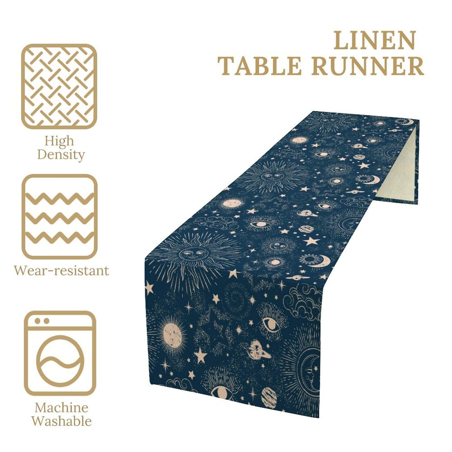 Sun Moon Table Runner, Zodiac Vintage My W13"x L108" Sun Moon