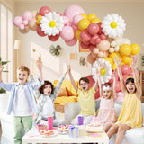 Groovy Daisy Balloon Arch, Boho Balloon Arch Kit with Dusty Pink Light
