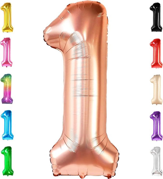 KatchOn, Rose Gold 1 Balloons for 1st Birthday - 40 Inch | Peach