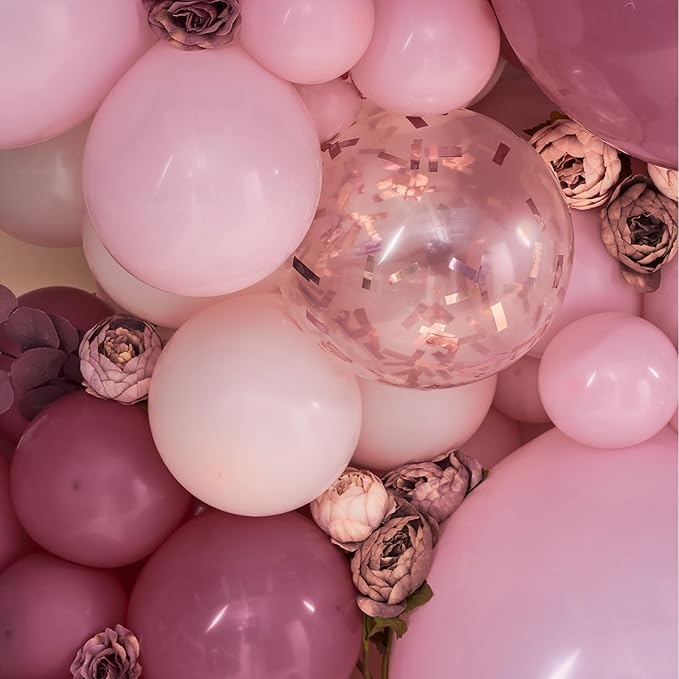 PartyWoo Dusty Rose Balloon Arch Kit, 140 pcs Pink Balloon Garland