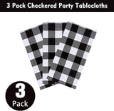 Kesfey 3 Packs Black Gingham Tablecloths 54 x 108 inch Black and
