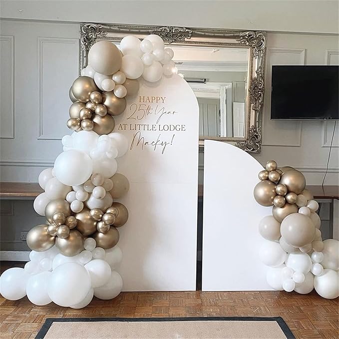 Champagne Gold and White Balloons, 60Pcs Beige White Sand Metallic