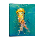 JZLDZS Coastal Wall Art Jellyfish Canvas Painting Print Turquoise