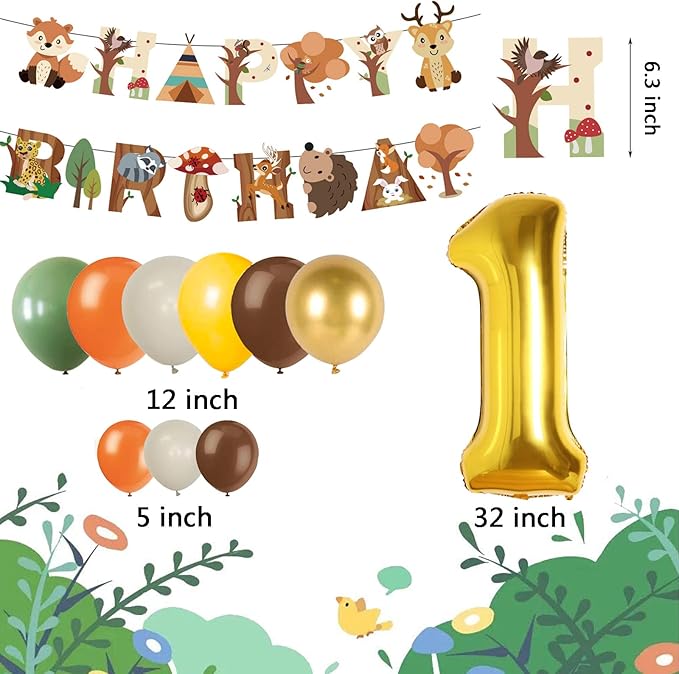 Forest Animals Jungle Birthday Decoration for Boy & Girl Orange