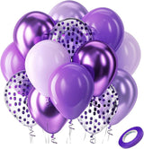 Bezente Purple Latex Balloons Kit, 60pcs 12 inch Dark Purple Metallic