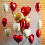 Red Gold Heart Balloons, 19PCS Red White Champagne Gold Heart Shape