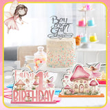 CroBlissful 6 Pcs Fairy Wonderland Party Decorations Wood Fairy Table