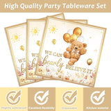 96Pcs Beary First Birthday Decorations Plates Sets 1st Teddy Bear