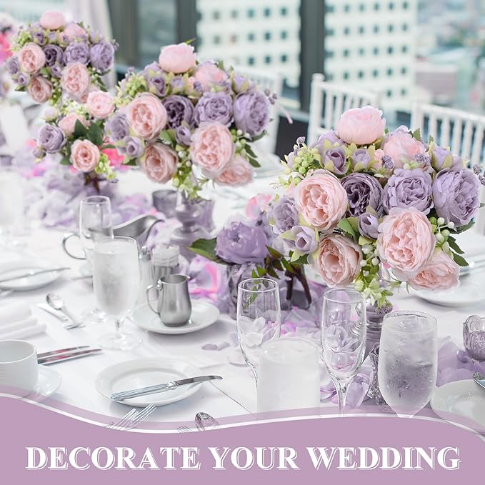 8 Bundles Artificial Peonies Flowers Boho Faux Flowers Arrangements #8