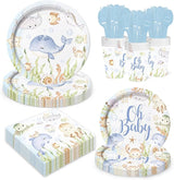 168 Pcs Under The Sea Baby Shower Supplies Paper Plates Napkins Set