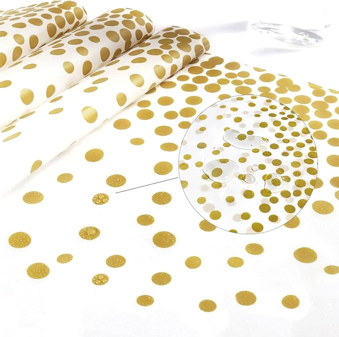 4 Packaging Purple and Gold Plastic Tablecloth, 54 inch x108 inch