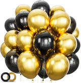 100pcs Black and Gold Balloons 12 Inch Metallic Gold and Black latex