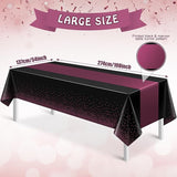 3Pcs Black and Maroon Purple Tablecloth Party Decorations,Plastic