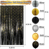 Black & Gold Party Decorations Happy Birthday Banner Balloons