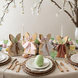 Affrolling 24 Set Boho Bow Easter Bunny Party Favor Bags DIY Bunny #4
